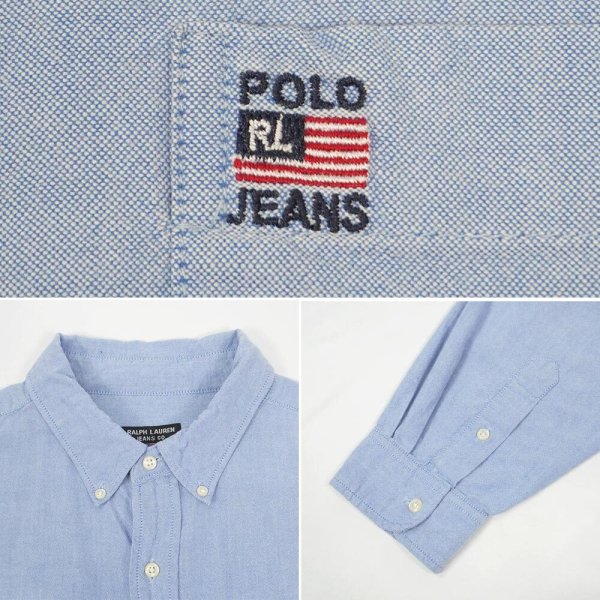 画像3: 90's POLO JEANS ボタンダウンシャツ “星条旗ロゴ刺繍” (3)
