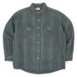 画像1: 90's FIVE BROTHER ヘビーネルシャツ "MADE IN USA / Green×Black Ombre Plaid" (1)