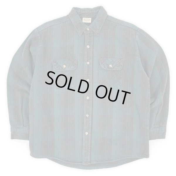 画像1: 90's FIVE BROTHER ヘビーネルシャツ "MADE IN USA / Green×Black Ombre Plaid" (1)