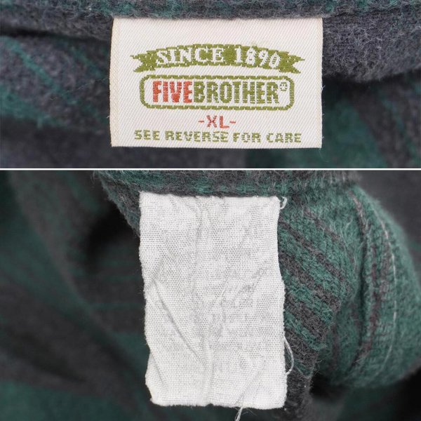 画像2: 90's FIVE BROTHER ヘビーネルシャツ "MADE IN USA / Green×Black Ombre Plaid" (2)