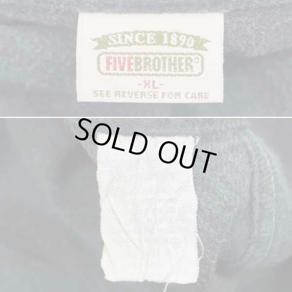 画像2: 90's FIVE BROTHER ヘビーネルシャツ "MADE IN USA / Green×Black Ombre Plaid" (2)