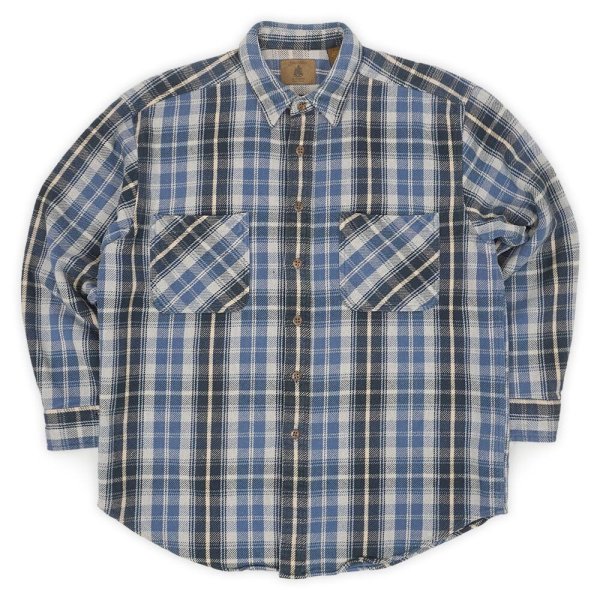 画像1: 90's ST JOHN'S BAY ヘビーネルシャツ "Blue Plaid" (1)