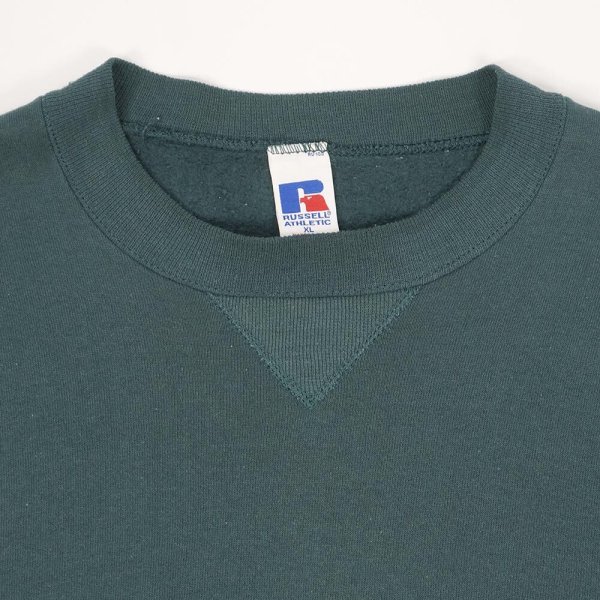 画像4: 90's RUSSELL 前V ブランクスウェット "MADE IN USA / BLUE GREEN" (4)