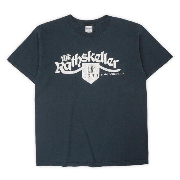 画像1: Early 00's THE Rathskeller ロゴプリントTシャツ "Fade Black" (1)