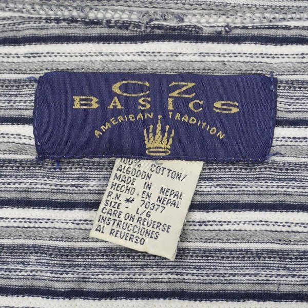 画像2: 90's CZ BASICS L/S マルチボーダー ヘンリーネック Tシャツ (2)