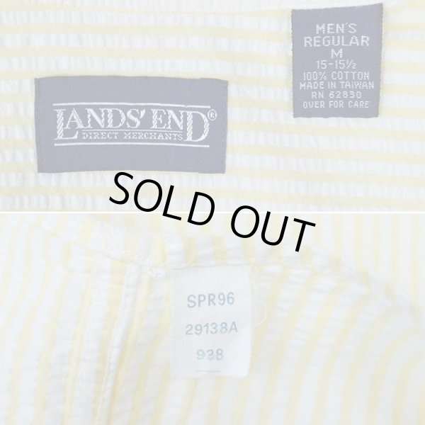 画像2: 90's LANDS' END S/S シアサッカー ボタンダウンシャツ (2)