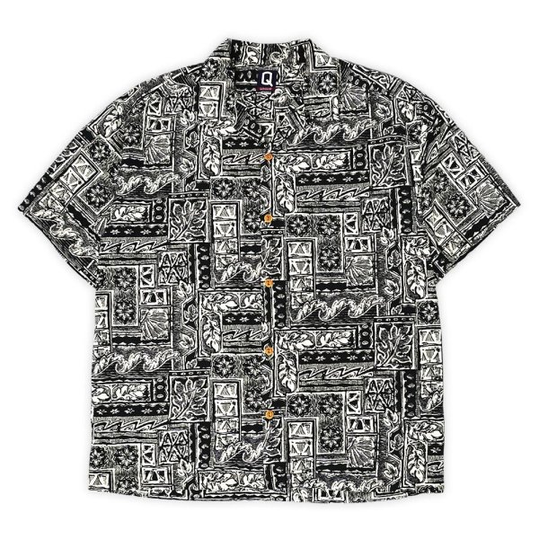 画像1: 90-00's Quiksilver S/S 総柄 オープンカラーシャツ "BLACK BASE" (1)