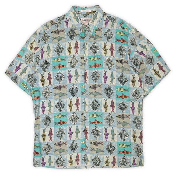 画像1: 90's CAMPIA MODA S/S 総柄 レーヨンシャツ (1)