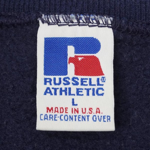画像2: 90's RUSSELL 前V ブランクスウェット "MADE IN USA / NAVY" (2)