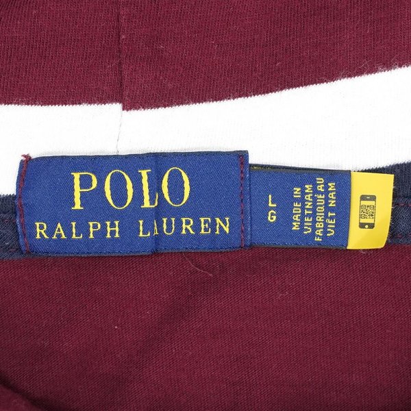 画像3: 00's Polo Ralph Lauren マルチボーダー柄 フーディーカットソー (3)