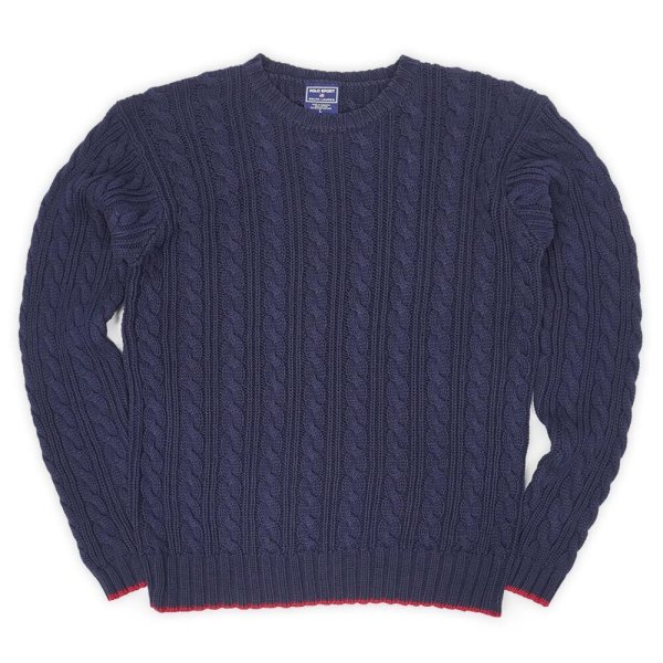 画像1: 90's POLO SPORT ケーブル編み コットンニット (1)
