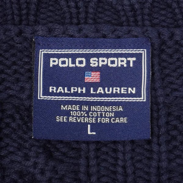 画像2: 90's POLO SPORT ケーブル編み コットンニット (2)