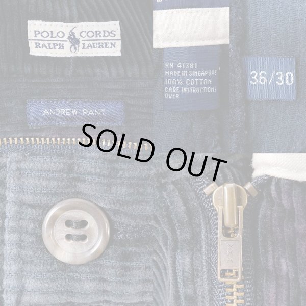 画像3: 90's Polo Ralph Lauren 2タック 太畝コーデュロイトラウザー “ANDREW PANT / NAVY” (3)