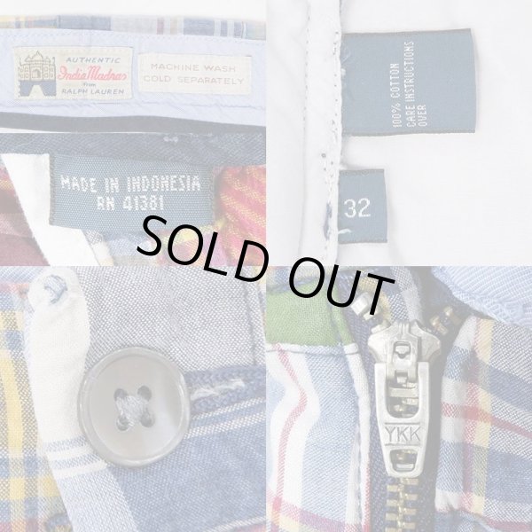 画像3: 90's Polo Ralph Lauren マドラスチェック柄 パッチワークショーツ (3)