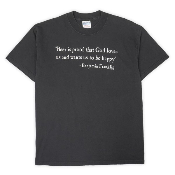 画像1: Late 90's Benjamin Franklin メッセージプリントTシャツ (1)