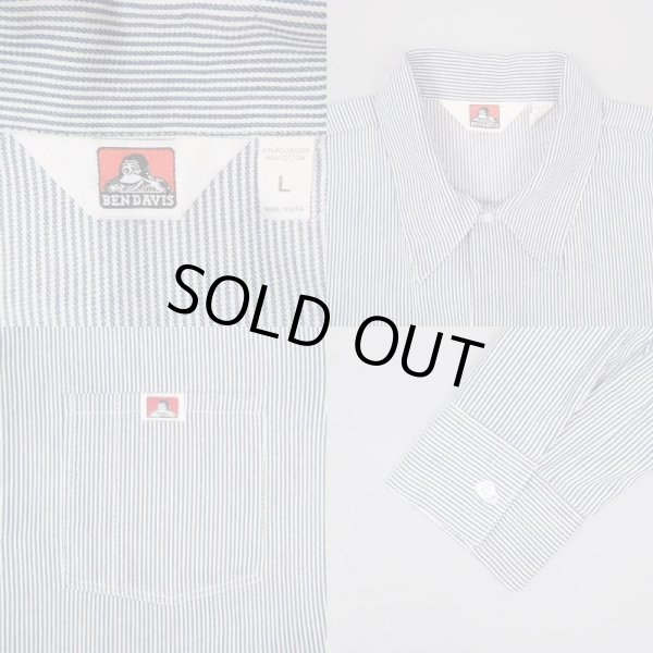 画像3: 80-90's BEN DAVIS ヒッコリーストライプ柄 ワークシャツ “MADE IN USA” (3)