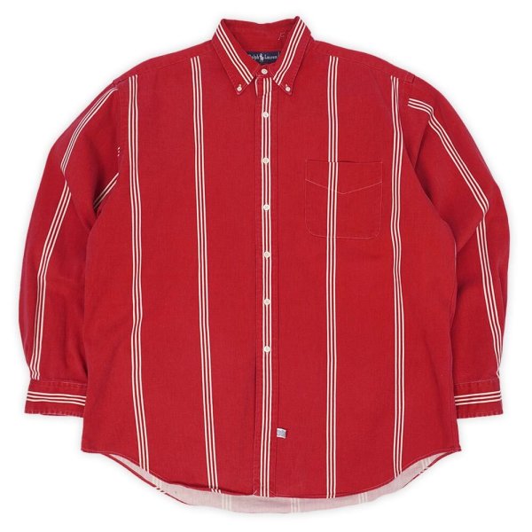 画像1: Early 90's Polo Ralph Lauren マルチストライプ柄 ボタンダウンシャツ (1)