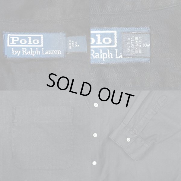 画像3: 90's Polo Ralph Lauren HBT織り L/S シャツ "BLACK" (3)