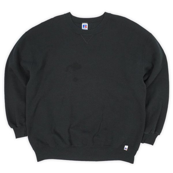 画像1: 90's RUSSELL 前V ブランクスウェット "MADE IN USA / BLACK" (1)