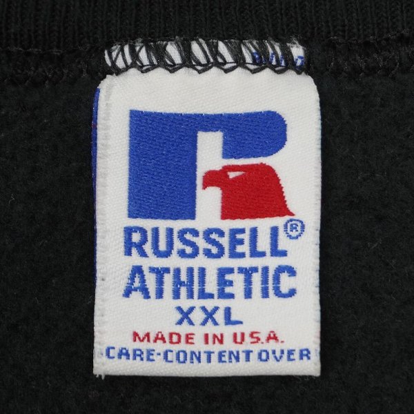 画像2: 90's RUSSELL 前V ブランクスウェット "MADE IN USA / BLACK" (2)