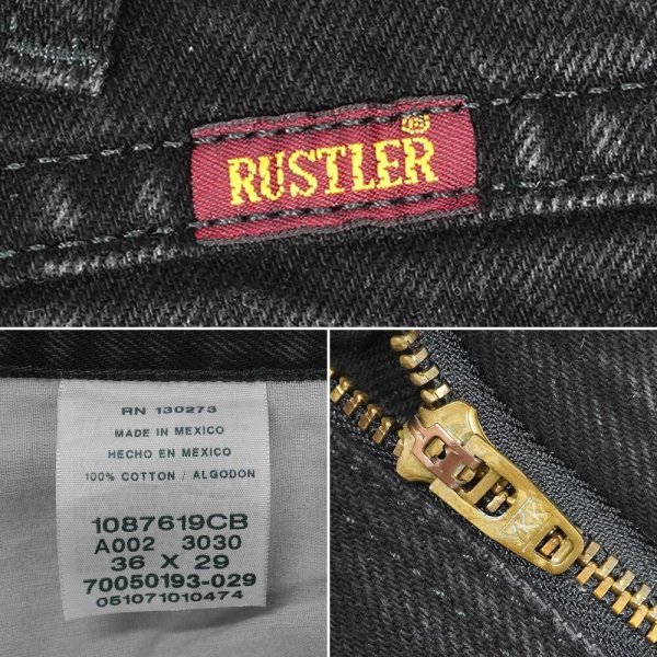 画像3: 00's RUSTLER ブラックデニムパンツ "W36 L29" (3)