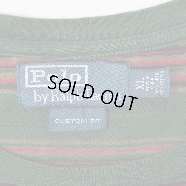 画像2: 00's Polo Ralph Lauren マルチボーダー ポケットTシャツ "LINEN×COTTON" (2)