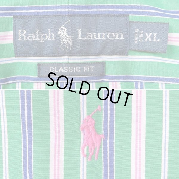 画像2: 00's Polo Ralph Lauren マルチストライプ柄 ボタンダウンシャツ "CLASSIC FIT / DEADSTOCK" (2)