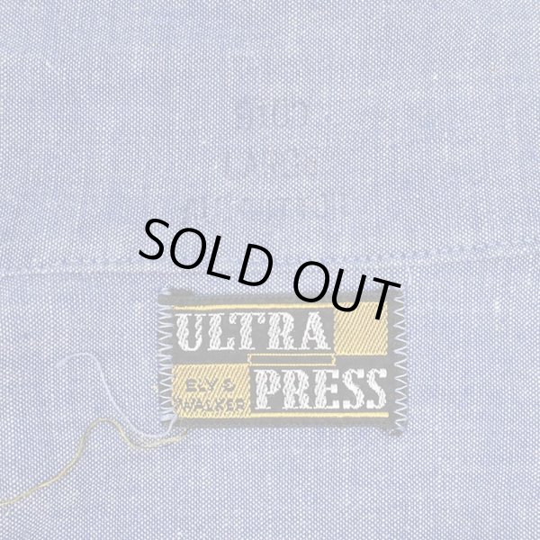 画像2: 60's ELY & WALKER S/S コットンシャンブレーシャツ (2)