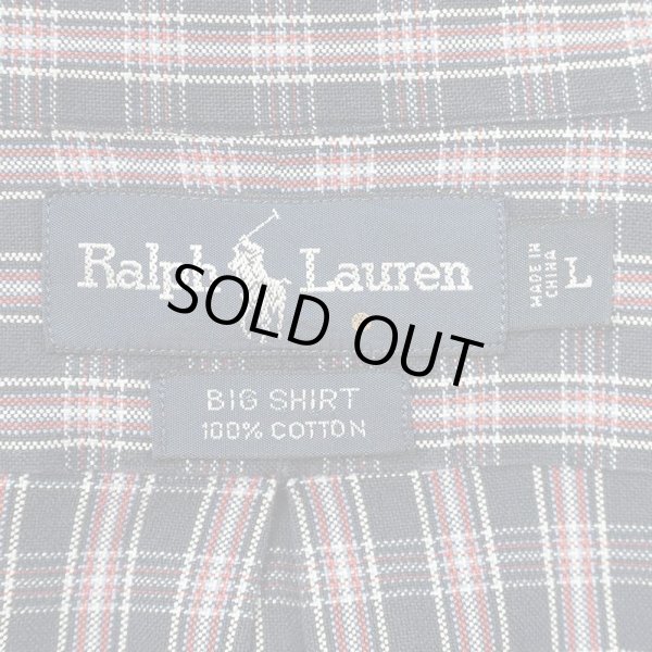 画像2: 90's Polo Ralph Lauren ボタンダウンシャツ "BIG SHIRT / Dark Navy Plaid" (2)