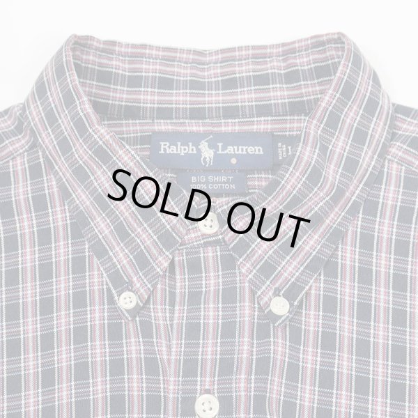 画像3: 90's Polo Ralph Lauren ボタンダウンシャツ "BIG SHIRT / Dark Navy Plaid" (3)