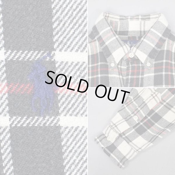 画像3: 90's Polo Ralph Lauren ヘビーネル ボタンダウンシャツ "BLAIRE / BLACK Plaid" (3)