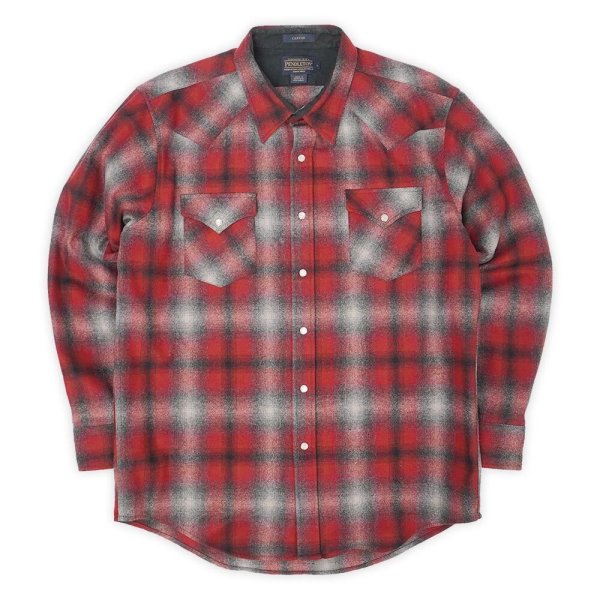 画像1: 00's Pendleton ウールウエスタンシャツ "CANYON / Ombre Plaid" (1)