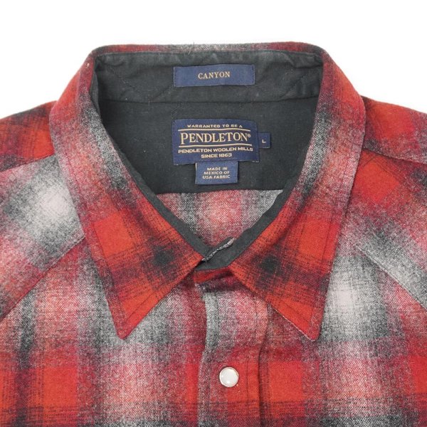 画像4: 00's Pendleton ウールウエスタンシャツ "CANYON / Ombre Plaid" (4)