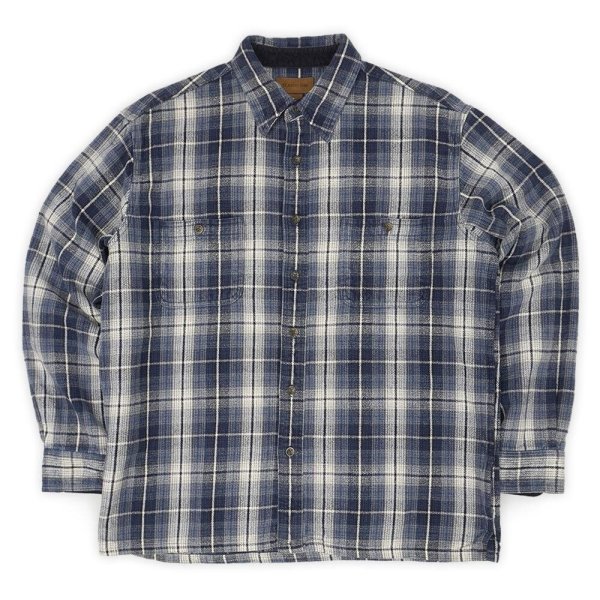 画像1: Late 90's ST JOHN'S BAY ヘビーネルシャツ "Navy Ombre Plaid" (1)