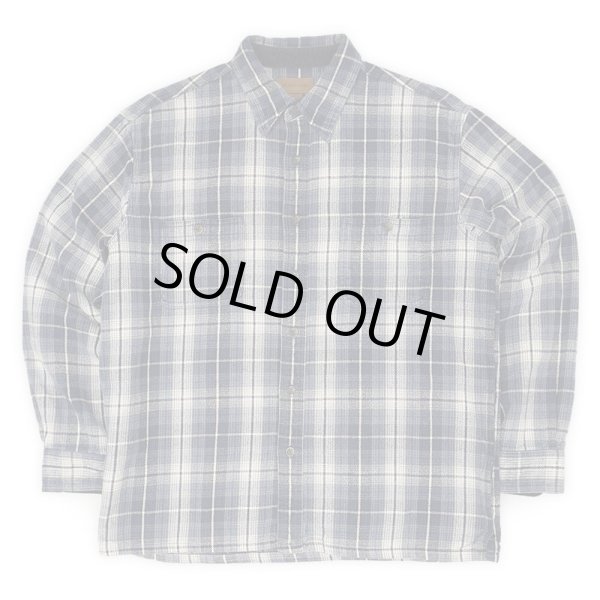 画像1: Late 90's ST JOHN'S BAY ヘビーネルシャツ "Navy Ombre Plaid" (1)