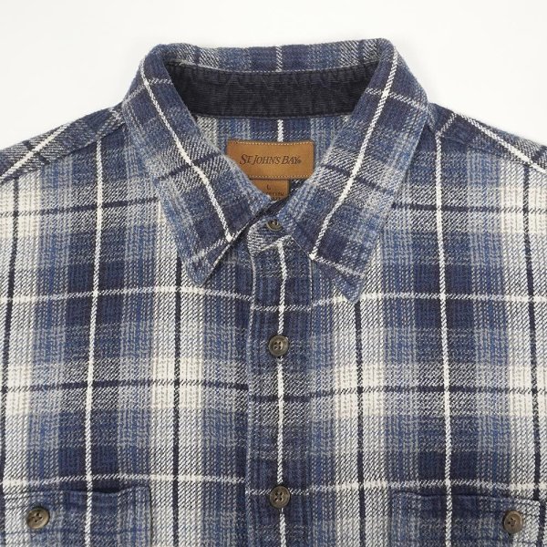 画像3: Late 90's ST JOHN'S BAY ヘビーネルシャツ "Navy Ombre Plaid" (3)