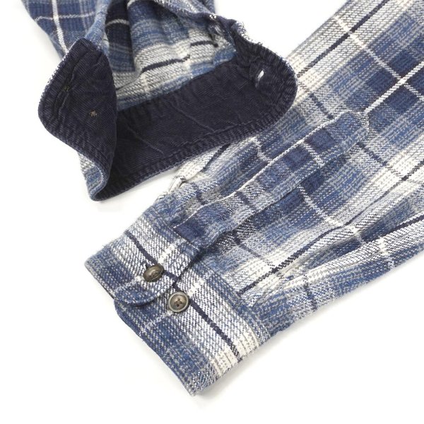 画像4: Late 90's ST JOHN'S BAY ヘビーネルシャツ "Navy Ombre Plaid" (4)