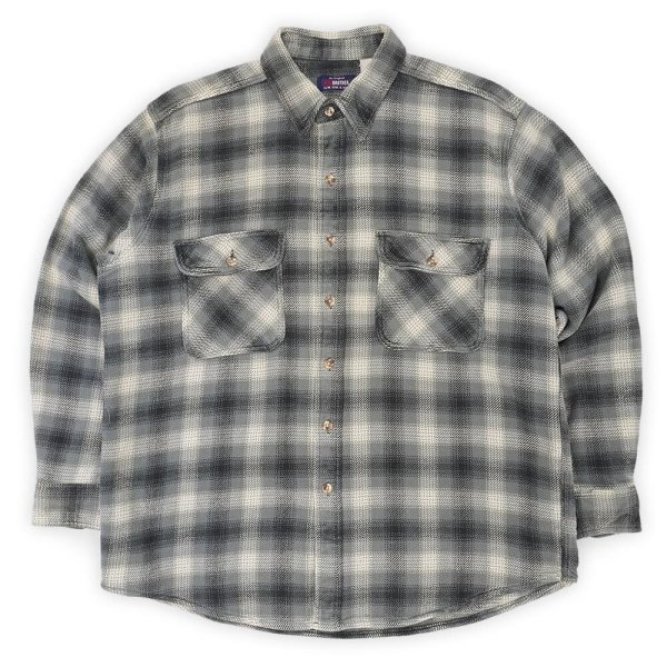 画像1: Early 00's FIVE BROTHER ヘビーネルシャツ "Gray Ombre Plaid" (1)