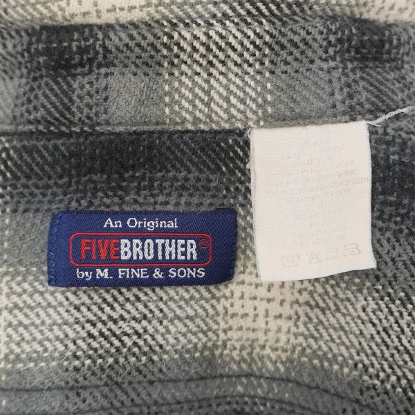 画像2: Early 00's FIVE BROTHER ヘビーネルシャツ "Gray Ombre Plaid" (2)