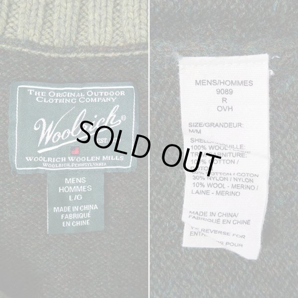 画像2: 00's Woolrich エルボーパッチ付き ヘンリーネック ウールニット (2)