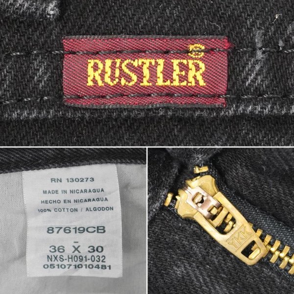 画像3: 00's RUSTLER 87619CB ブラックデニムパンツ "W36 L30" (3)