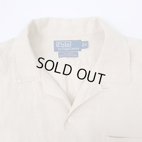 画像3: 90's Polo Ralph Lauren ヘリンボーン オープンカラーシャツ "CALDWELL / SILK×LINEN" (3)