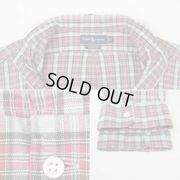 画像4: 90's Polo Ralph Lauren ボタンダウンシャツ "BIG SHIRT / MINT BLUE Plaid" (4)