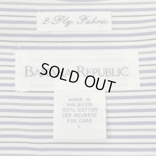 画像2: 90's Banana Republic マルチストライプ柄 バンドカラーシャツ (2)