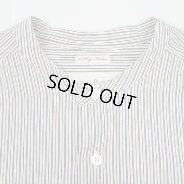 画像3: 90's Banana Republic マルチストライプ柄 バンドカラーシャツ (3)