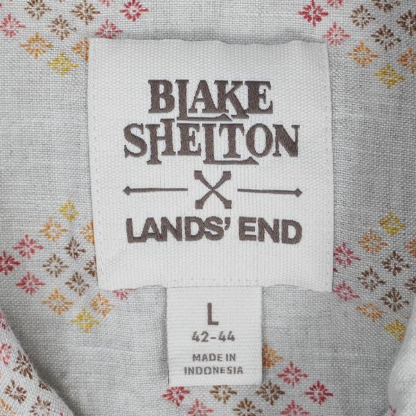 画像2: 00's LANDS' END × BLAKE SHELTON S/S 総柄 リネンシャツ (2)