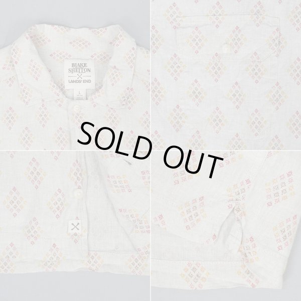 画像3: 00's LANDS' END × BLAKE SHELTON S/S 総柄 リネンシャツ (3)