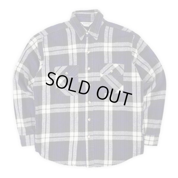画像1: 80's FIVE BROTHER ヘビーネルシャツ "BLACK×NAVY Plaid / MADE IN USA" (1)