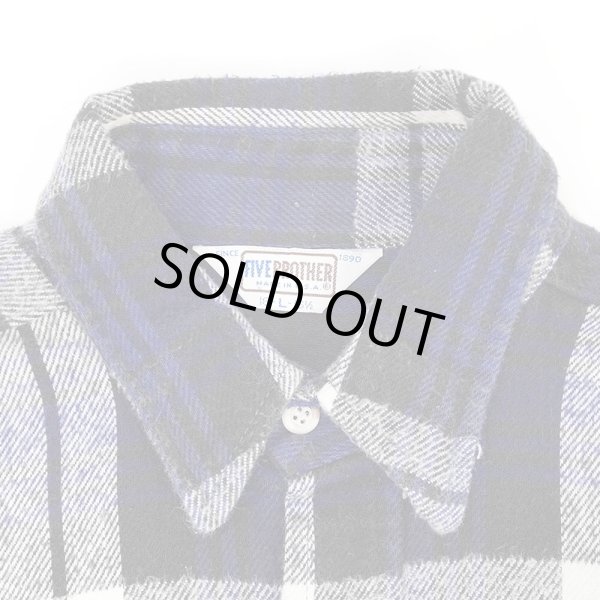画像3: 80's FIVE BROTHER ヘビーネルシャツ "BLACK×NAVY Plaid / MADE IN USA" (3)