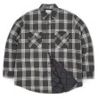 画像1: 80's Sears キルティングライナー ネルシャツ "FADE BLACK PLAID" (1)